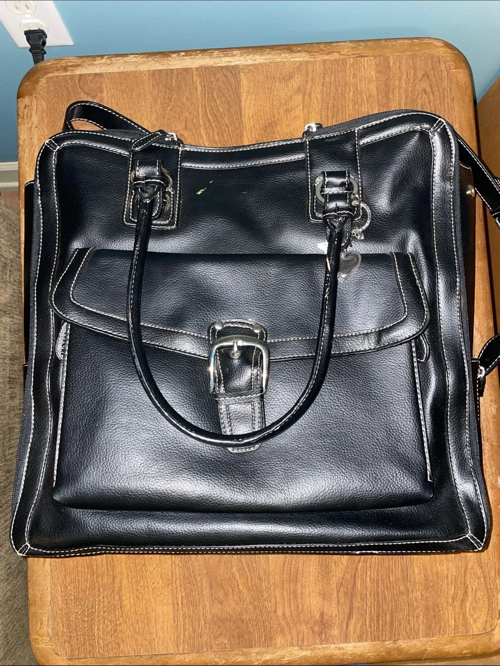 Craft Organizer Tote in Black and Pink with Multiple Pocket Panels
